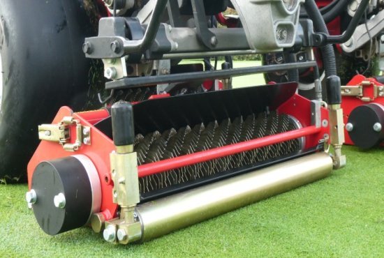 Thatch-Away Micro-Groomers refine turf texture to produce firmer, faster greens